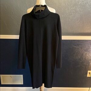 Elegant Black Sweater Turtleneck Dress